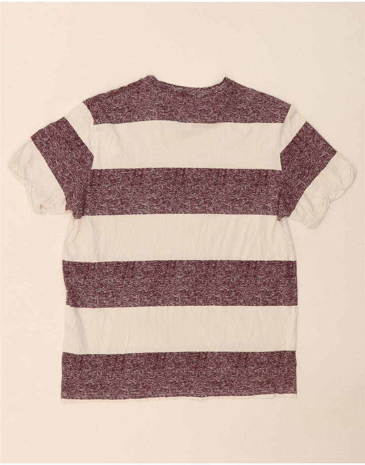 Jack & Jones Mens T-Shirt Top Medium White Striped Cotton