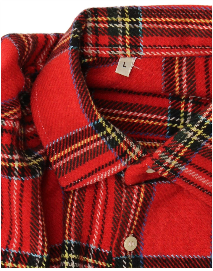 VINTAGE Mens Flannel Shirt Large Red Check