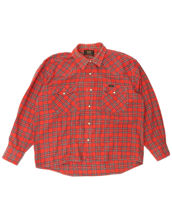 LEE Mens Flannel Shirt Large Red Check Cotton