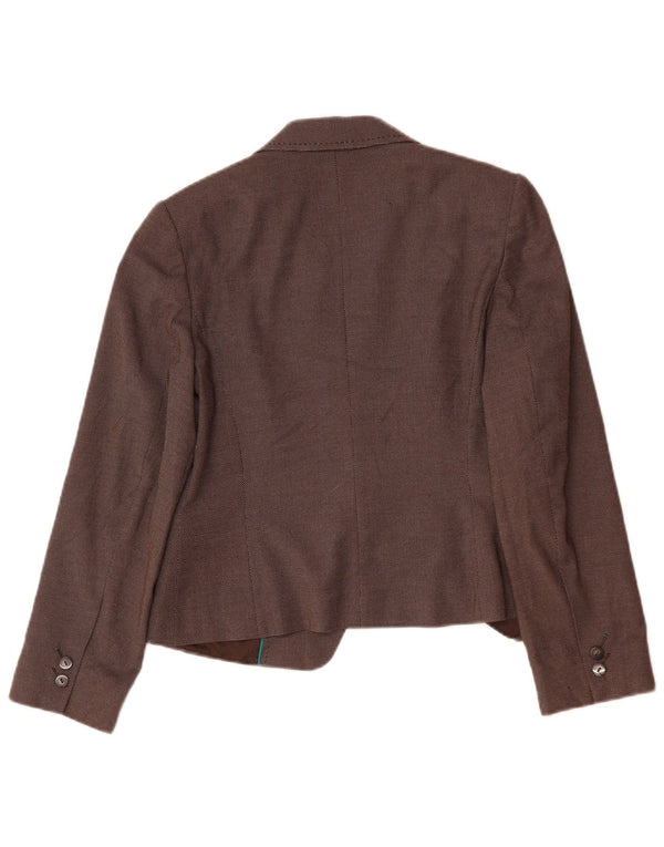 Marks & Spencer Womens 1 Button Blazer Jacket UK 12 Medium Brown Spotted