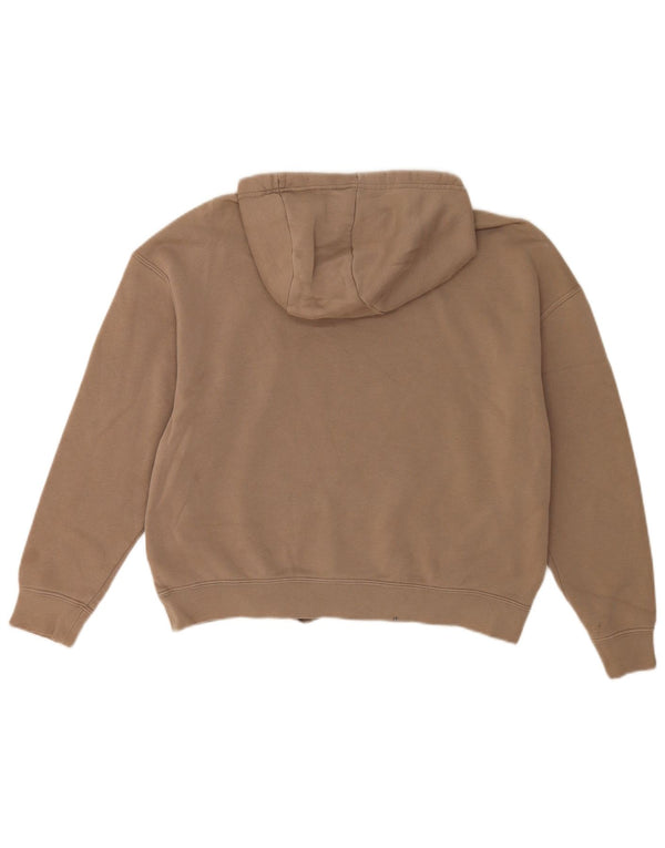 Nike Womens Graphic Oversized Hoodie Jumper UK 6 XS Brown Cotton