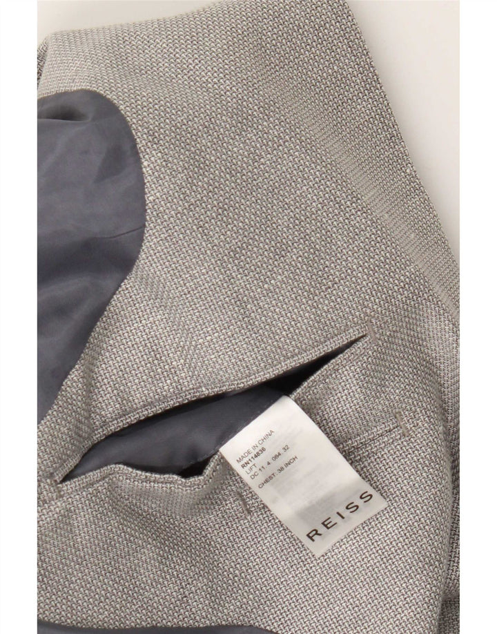 Reiss Mens 2 Button Blazer Jacket UK 38 Medium Grey Wool