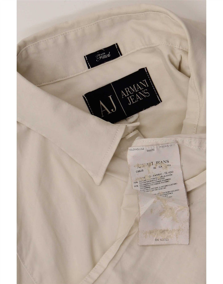 Armani Jeans Mens Fitted Shirt Large White Cotton
