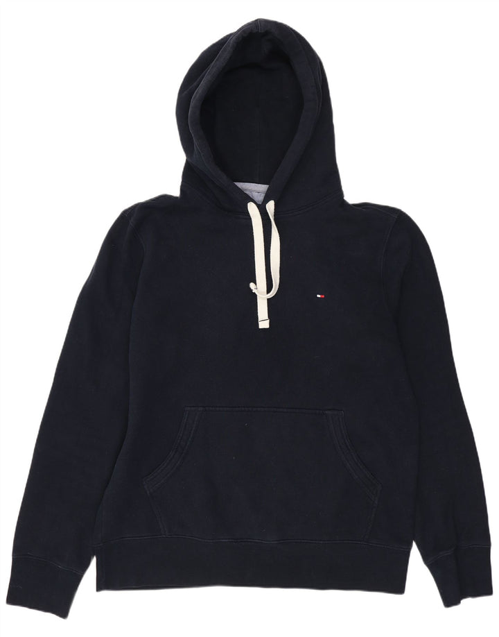 TOMMY HILFIGER Mens Hoodie Jumper Medium Navy Blue Cotton