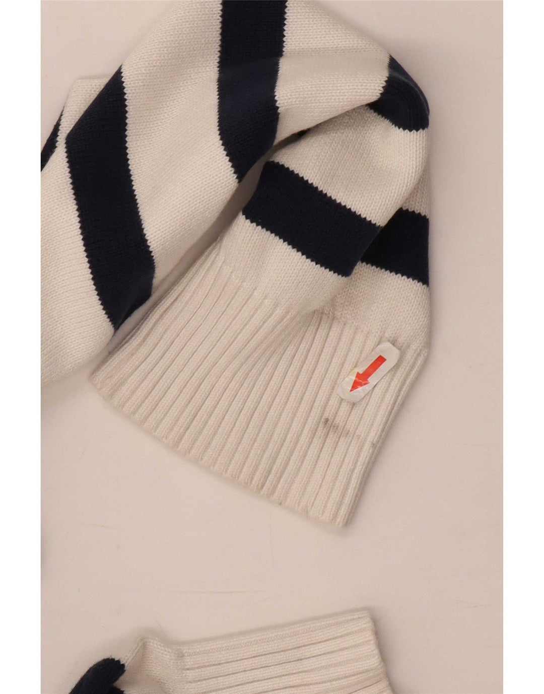 Tommy Hilfiger Mens Button Neck Jumper Sweater Large White Striped