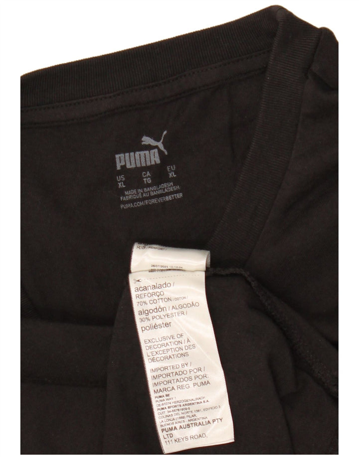 PUMA Mens Graphic T-Shirt Top XL Black Cotton