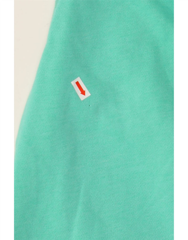 HOLLISTER Womens Graphic Zip Hoodie Sweater UK 14 Medium Turquoise Cotton
