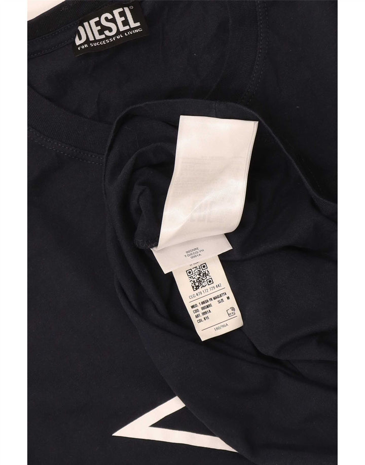 Diesel Mens Graphic T-Shirt Top Medium Navy Blue Cotton