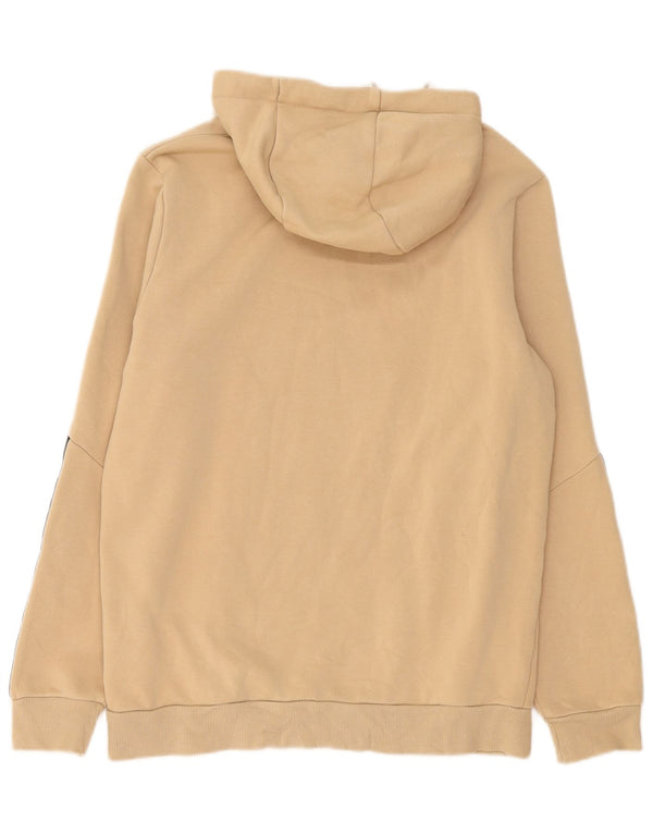 Puma Womens Graphic Hoodie Jumper UK 14 Medium Beige Colourblock Cotton