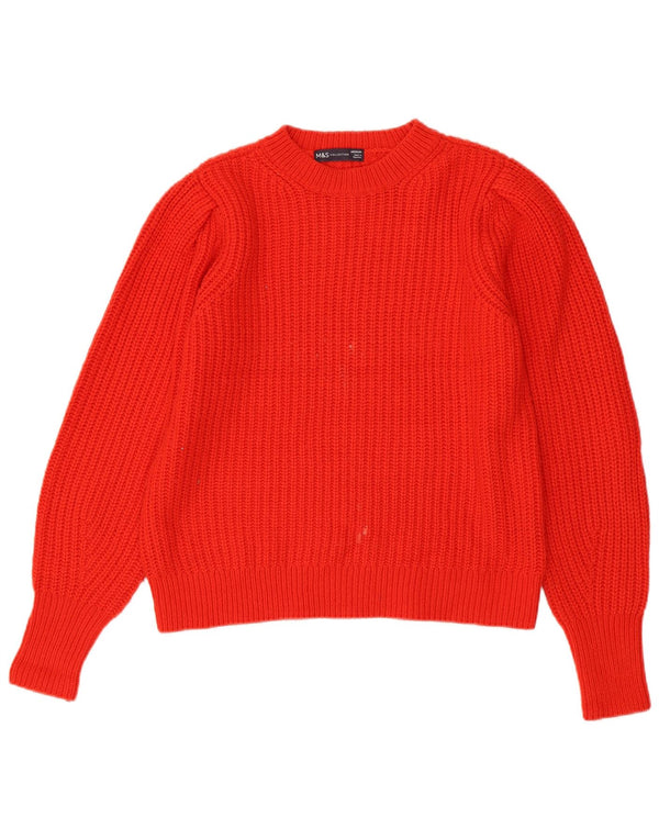 Marks & Spencer Womens Crew Neck Jumper Sweater UK 14 Medium Red Acrylic