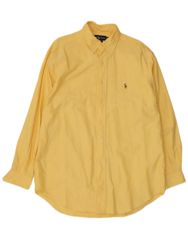 Ralph Lauren Mens Yarmouth Relaxed Fit Shirt Size 16 Large Yellow Cotton