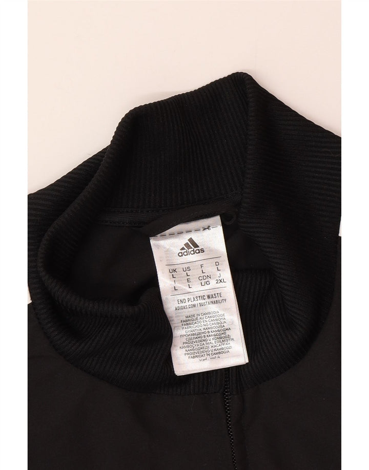 Adidas Mens Tracksuit Top Jacket Large Black Polyester