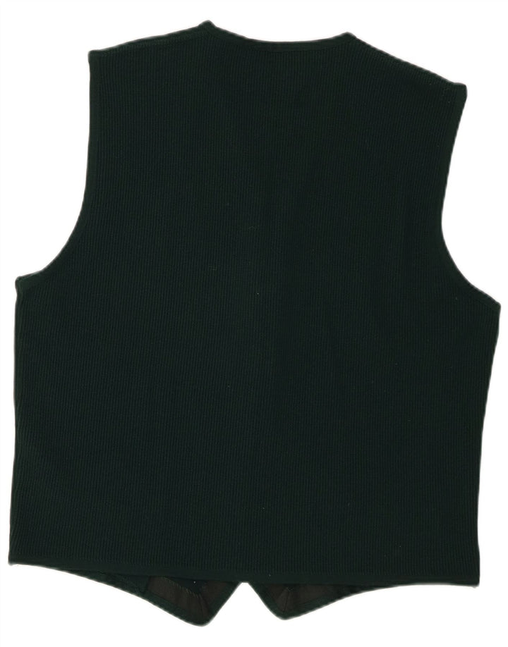 Trussardi Mens Sleeveless Cardigan Sweater US 6 Medium Green Merino Wool