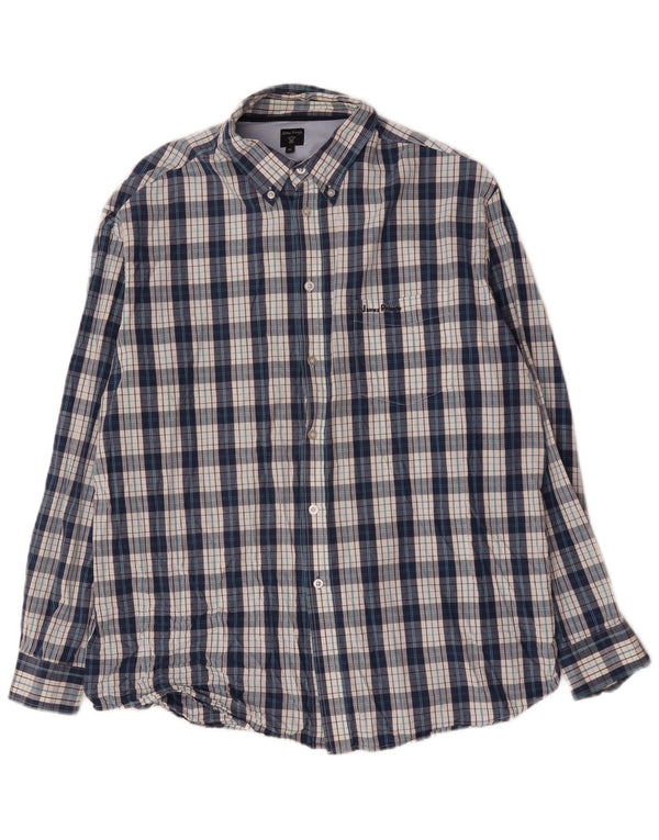 James Pringle Mens Shirt XL Blue Check Cotton