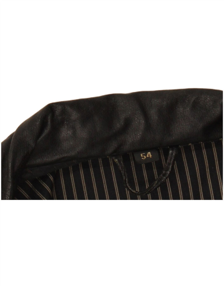 C & A Mens Leather Jacket EU 54 2XL Black Leather