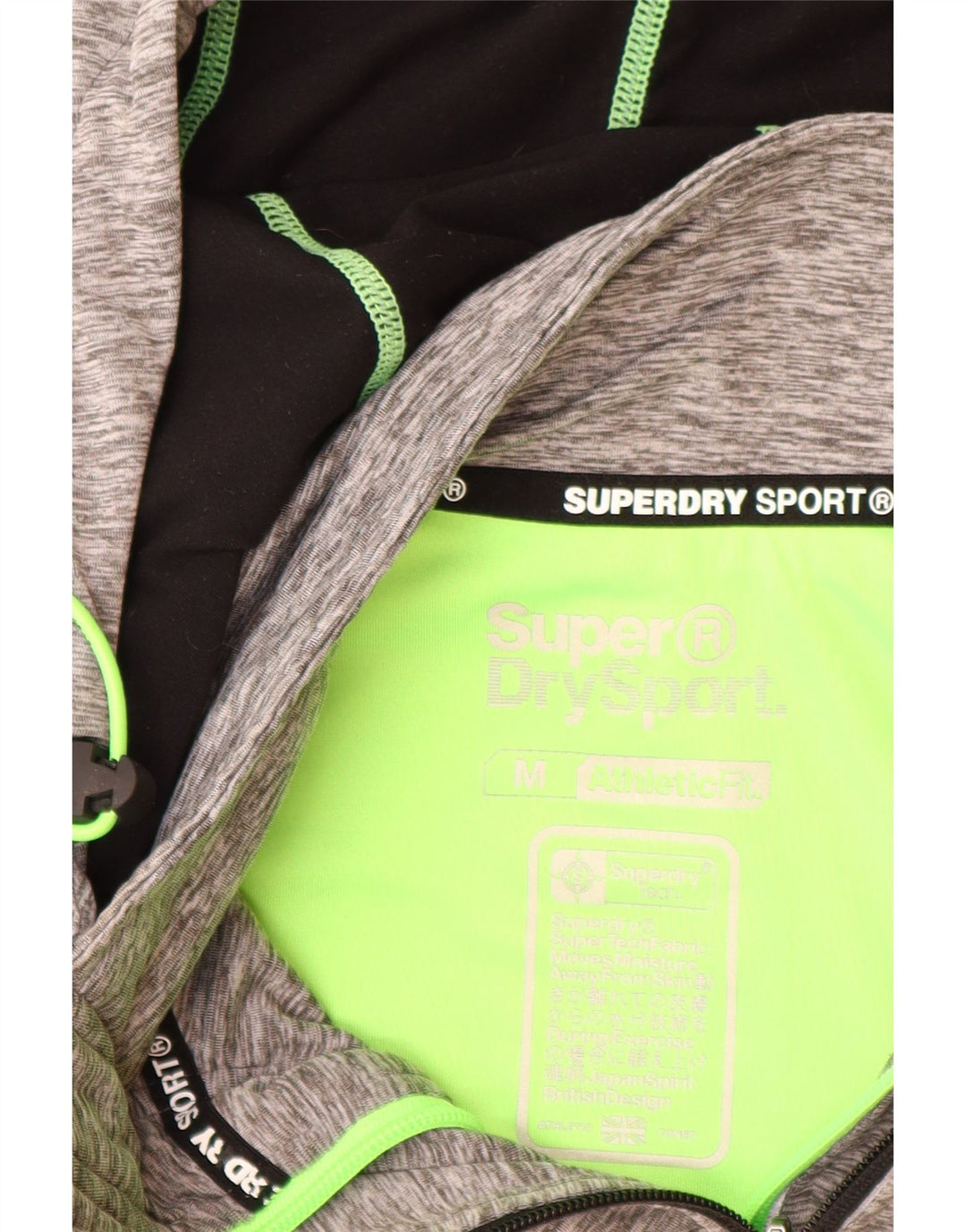 SUPERDRY Womens Athletic Fit  Graphic Zip Hoodie Sweater UK 12 Medium Grey
