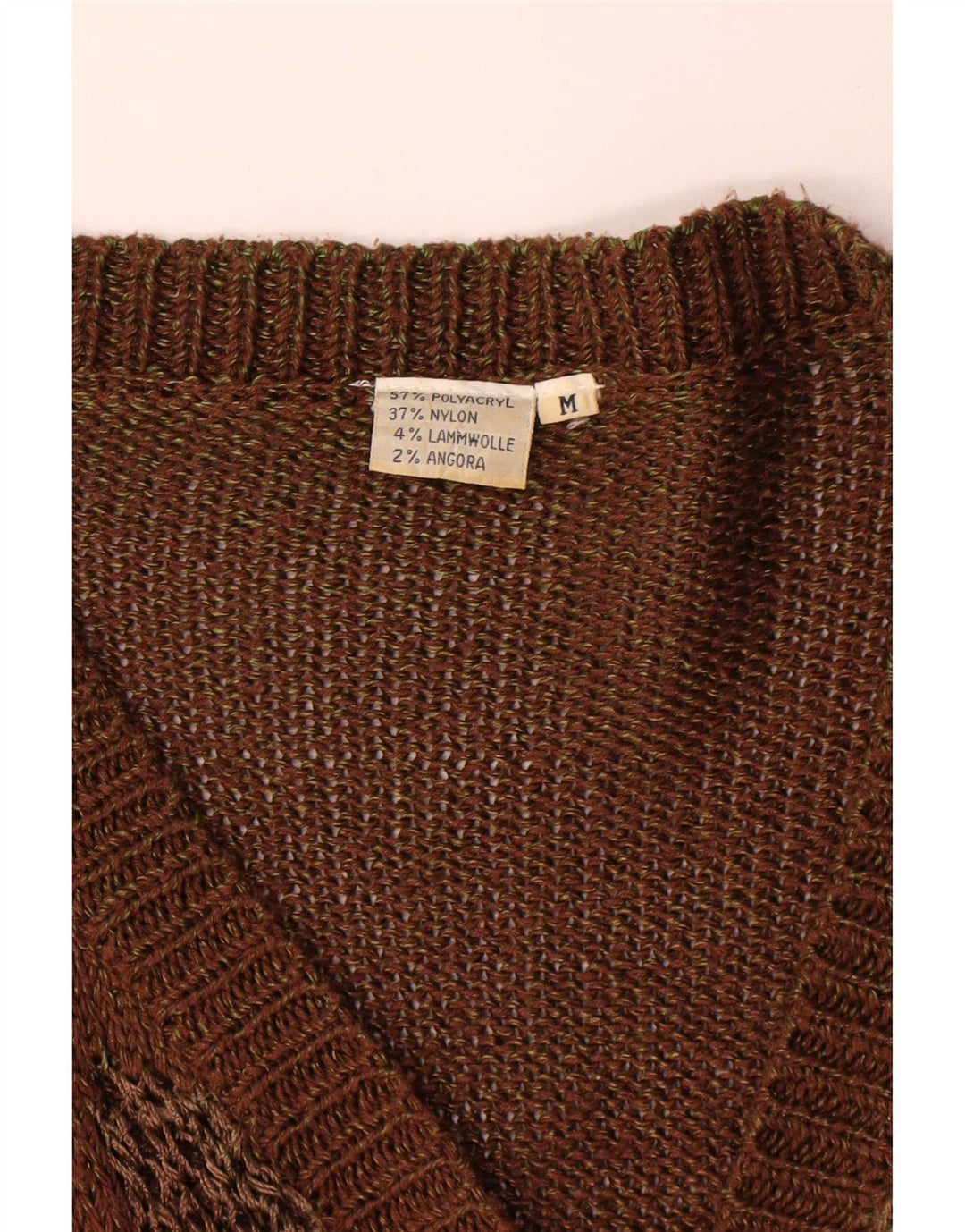 Vintage Womens Abstract Pattern Cardigan Sweater UK 14 Medium Brown