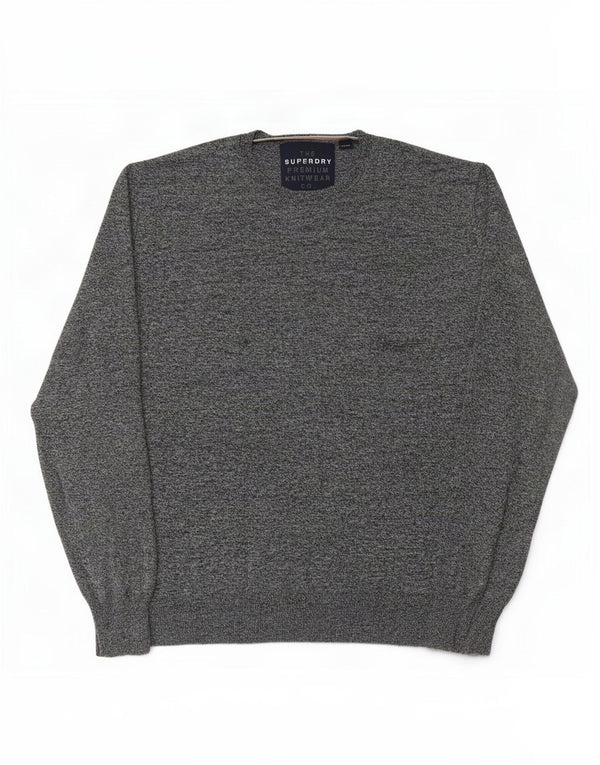 Superdry Mens Crew Neck Jumper Sweater 2XL Grey Flecked Cotton