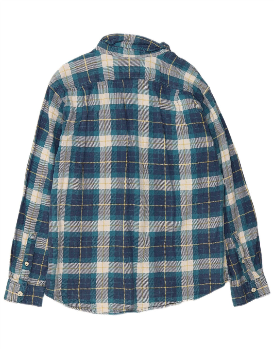 EDDIE BAUER Mens Classic Fit Flannel Shirt Large Blue Plaid Cotton