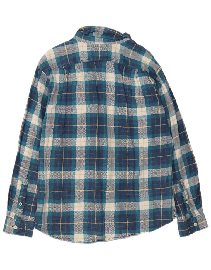 EDDIE BAUER Mens Classic Fit Flannel Shirt Large Blue Plaid Cotton