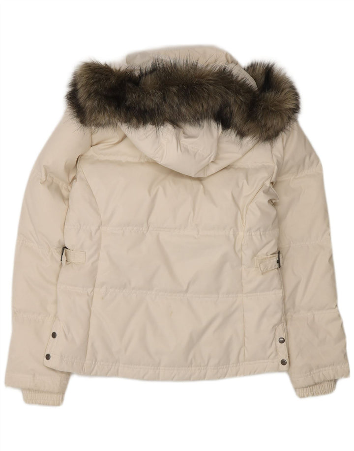 Columbia Womens Hooded Oversized Padded Jacket UK 10 Small White Polyester