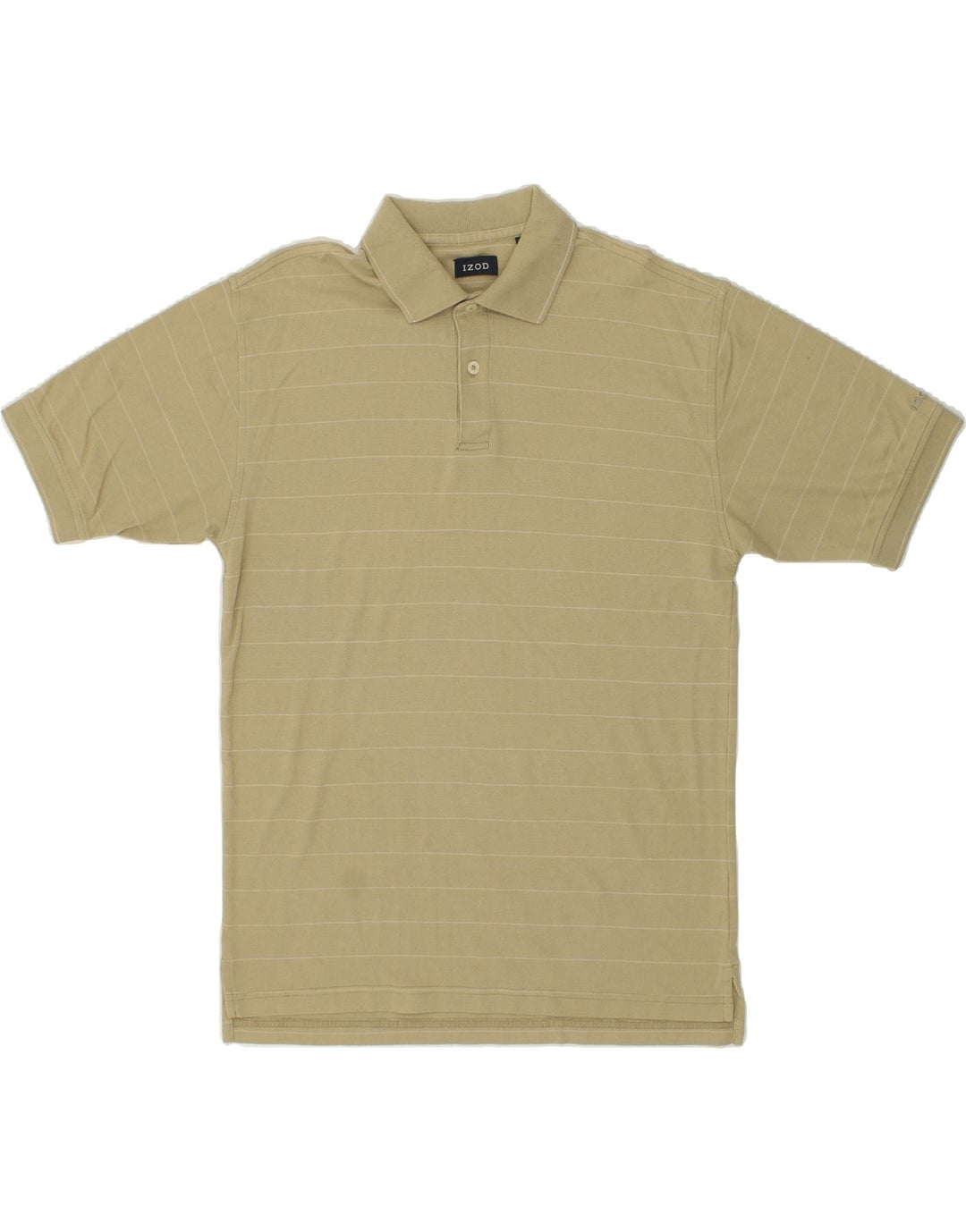 IZOD Mens Polo Shirt Small Beige Striped Cotton Vintage Izod and Second-Hand Izod from Messina Hembry 