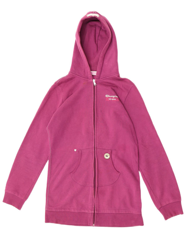 Champion Girls Zip Hoodie Sweater 13-14 Years XL Pink Cotton