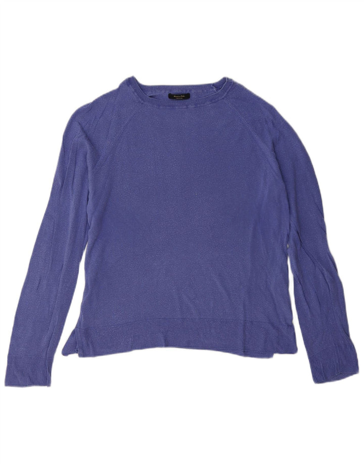 Massimo Dutti Womens Oversized Blouse Top UK 6 XS Navy Blue Lyocell