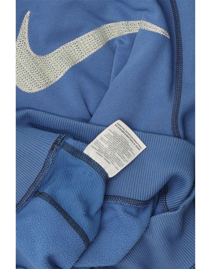 Nike Womens Graphic Hoodie Jumper UK 10 Small Blue Polyester