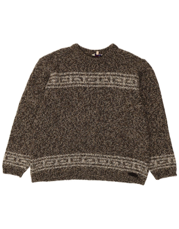 Levi's Womens Crew Neck Jumper Sweater UK 14 Medium Brown Fair Isle