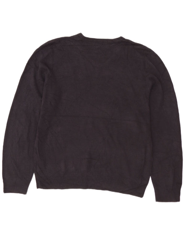 MARKS & SPENCER Mens V-Neck Jumper Sweater Large Navy Blue Acrylic