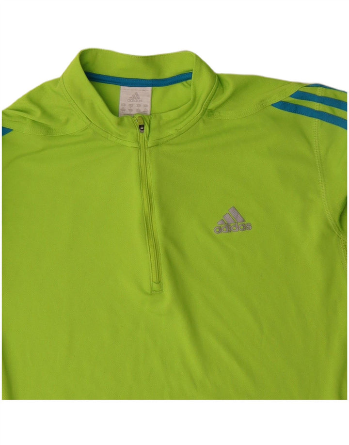 ADIDAS Mens Zip Neck Pullover Tracksuit Top Medium Green Polyester