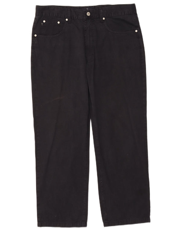 TRUSSARDI Mens Straight Casual Trousers W36 L27 Navy Blue