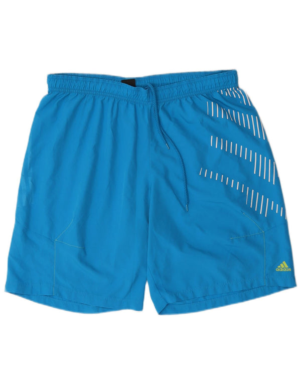 ADIDAS Mens Climalite Graphic Sport Shorts XL  Blue Geometric Polyester