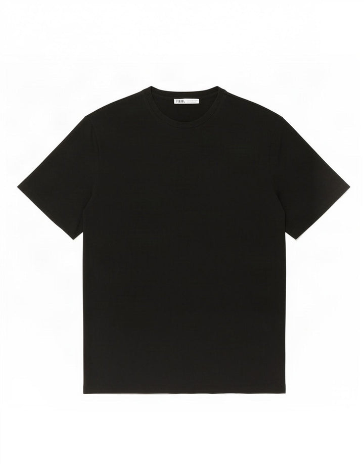 Zara Mens T-Shirt Top Large Black Cotton