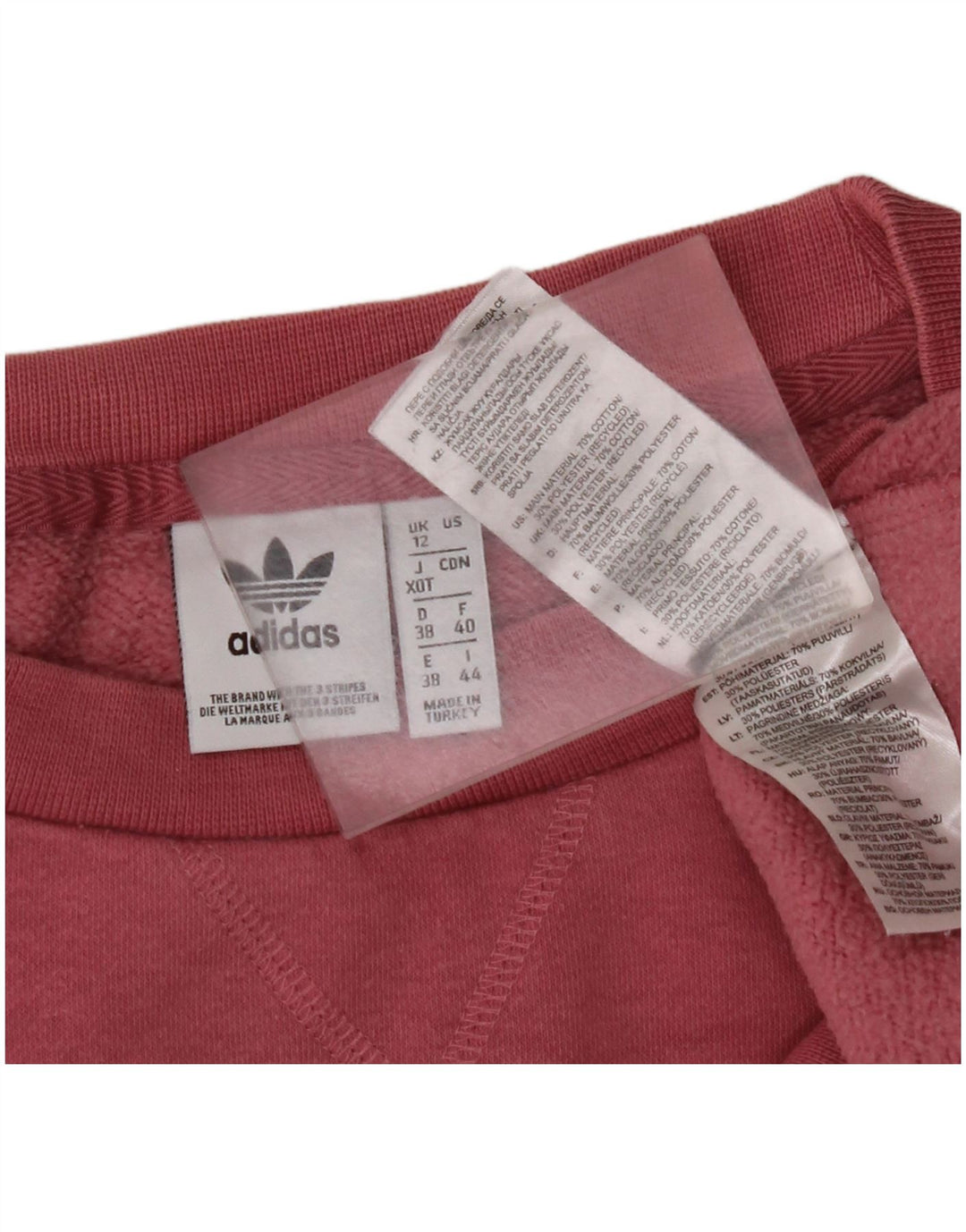 ADIDAS Womens Oversized Sweatshirt Jumper UK 12 Medium Pink Cotton