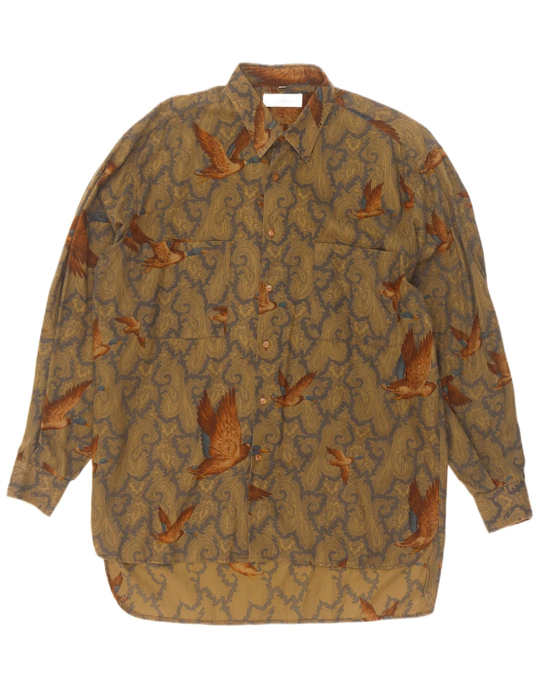 Millibar Mens Shirt Large Beige Paisley Cotton