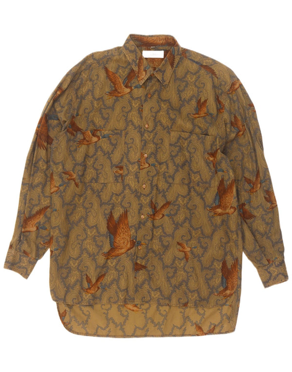 Millibar Mens Shirt Large Beige Paisley Cotton