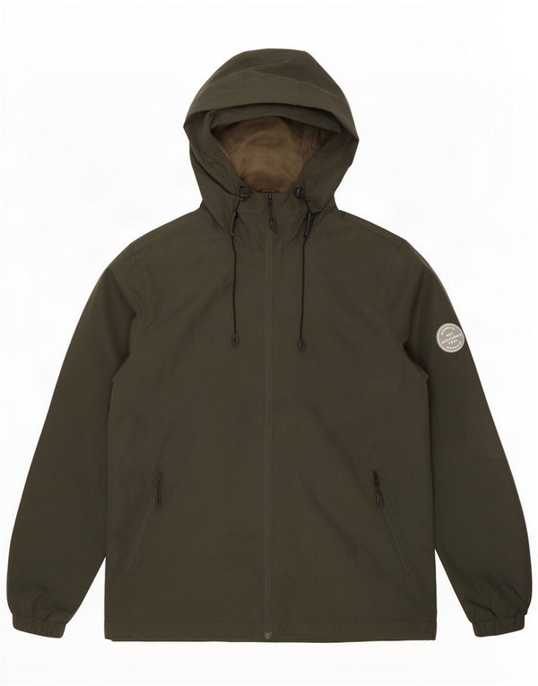 Jack & Jones Mens Hooded Rain Jacket UK 40 Large Green Polyester