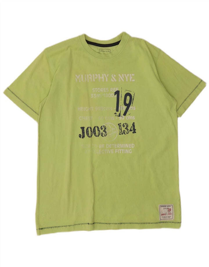 Murphy & Nye Mens Graphic T-Shirt Top Large Green Cotton