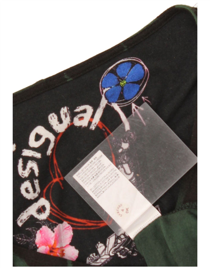 DESIGUAL Womens Graphic Long Sleeve Sheath Dress UK 12 Medium Black Floral