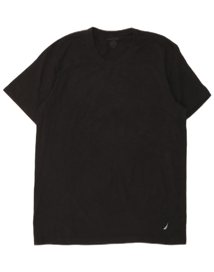 NAUTICA Mens T-Shirt Top Large Black Cotton