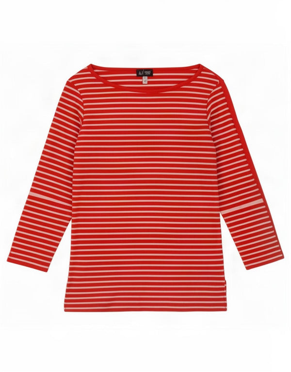 Armani Jeans Womens Top 3/4 Sleeve UK 10 Small Red Striped
