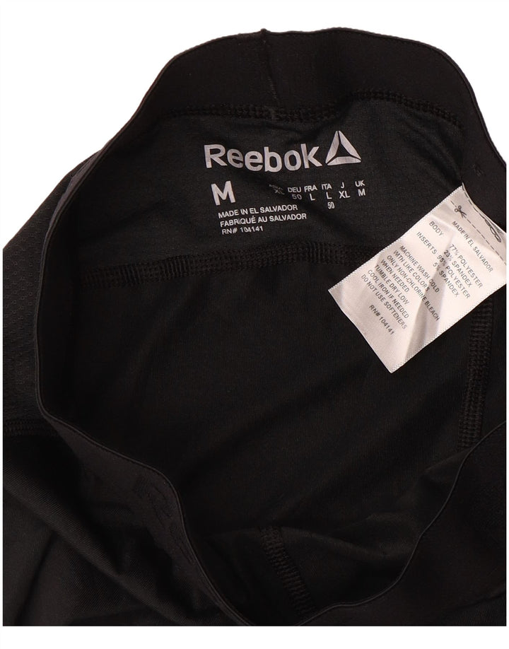 REEBOK Mens Graphic Capri Leggings Medium  Black Polyester