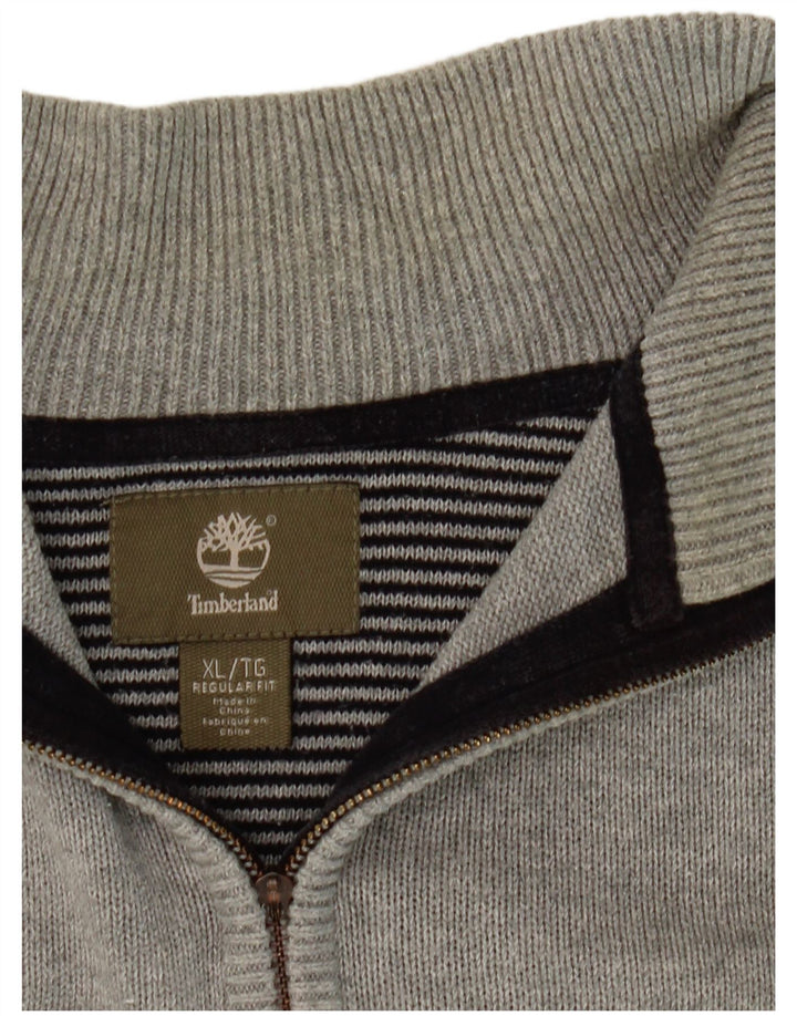 TIMBERLAND Mens Regular Fit Zip Neck Jumper Sweater XL Grey