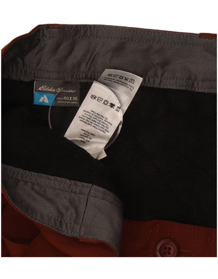Eddie Bauer Mens Straight Cargo Trousers W40 L30 Maroon Nylon
