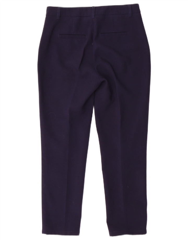 BENETTON Womens Slim Suit Trousers UK 10 Small W30 L26 Navy Blue Polyester
