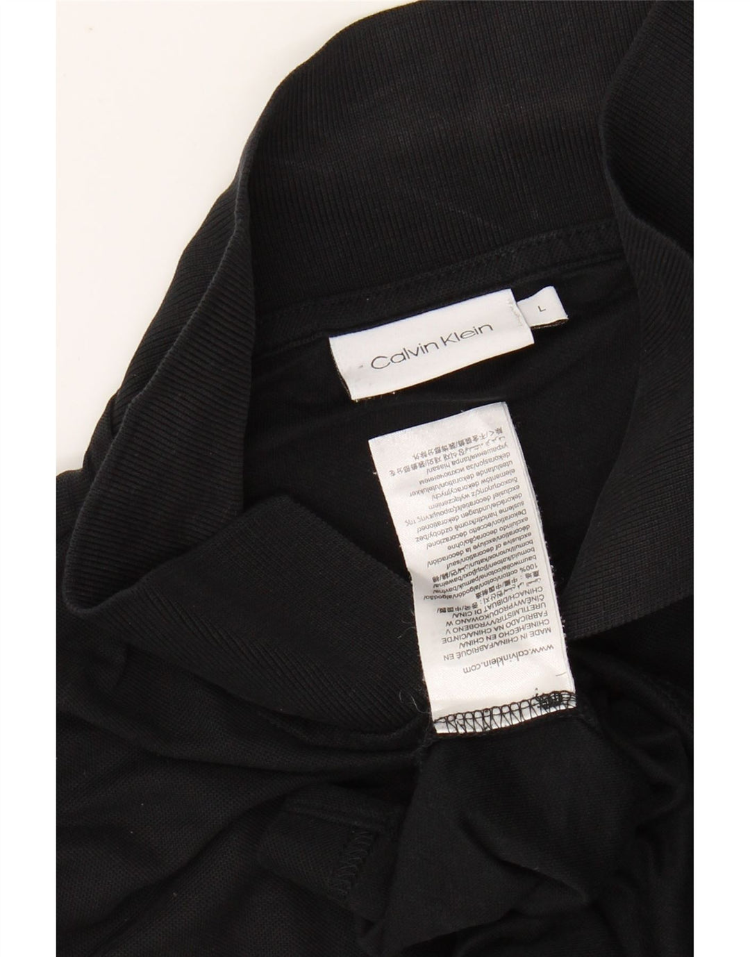 CALVIN KLEIN Mens Polo Shirt Large Black Cotton