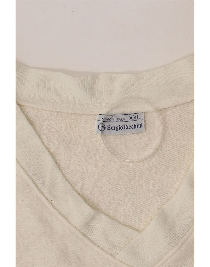 SERGIO TACCHINI Mens Sweatshirt Jumper 2XL Off White Colourblock