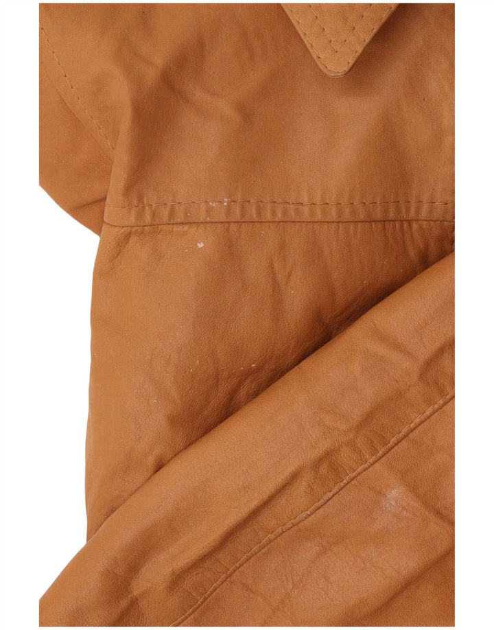 Vintage Womens Leather Jacket IT 50 XL Beige